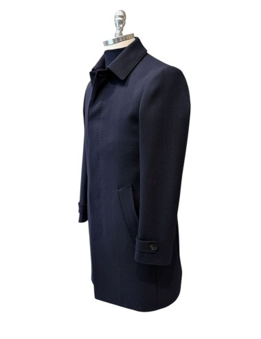 Cappotto in lana spigata blu