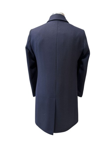 Cappotto in lana spigata blu