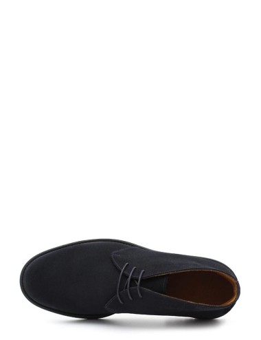 Polacchino stringato in camoscio inglese blu e fondo in gomma