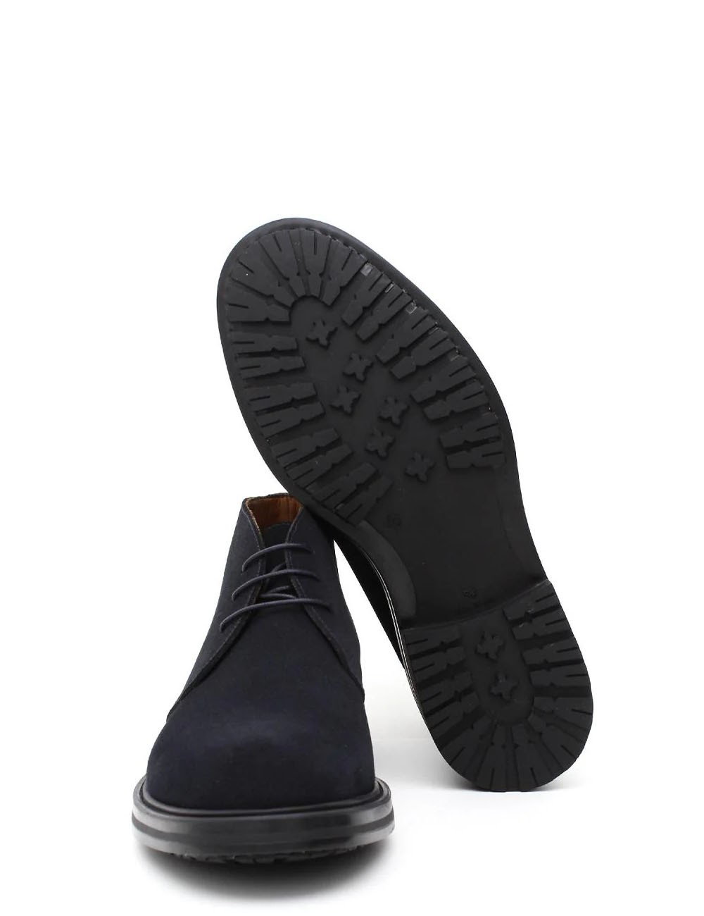 Polacchino stringato in camoscio inglese blu e fondo in gomma