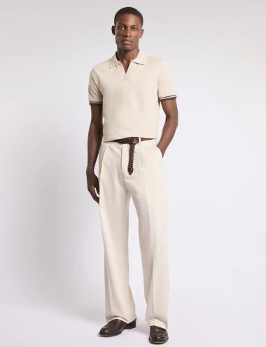 Polo Slim Fit in Piquet Stretch-Beige