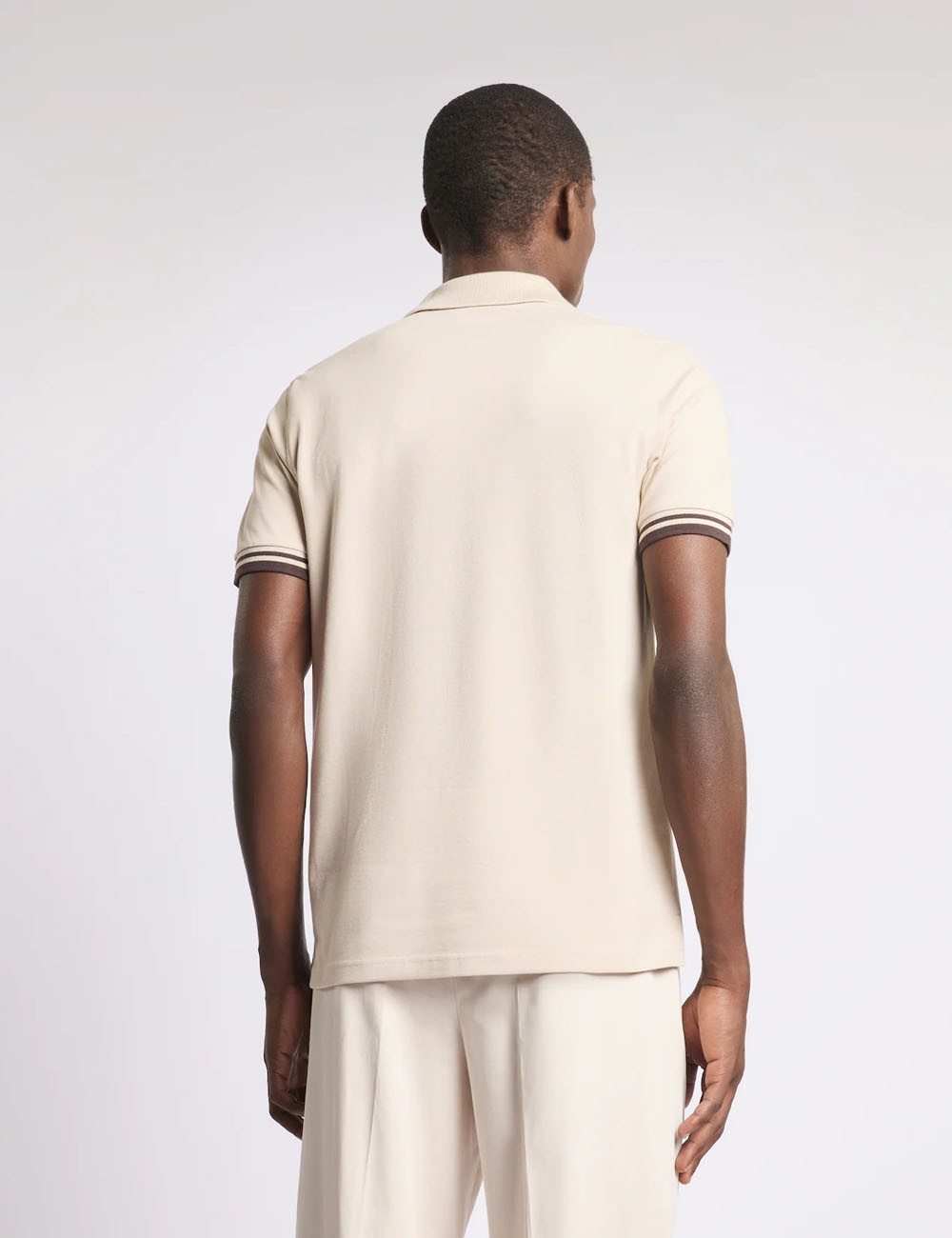 Polo Slim Fit in Piquet Stretch-Beige
