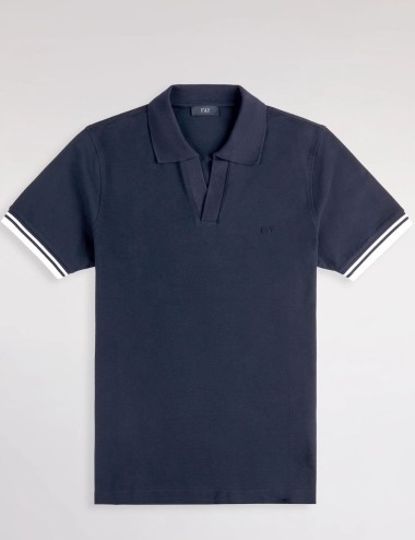 Polo Slim Fit in Piquet Stretch-Blu