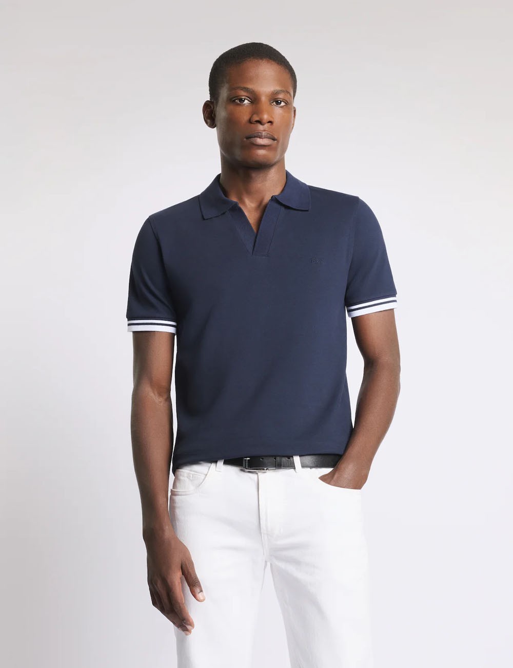 Polo Slim Fit in Piquet Stretch-Blu