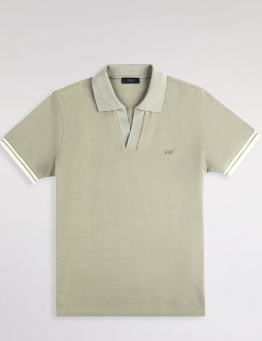 Polo Slim Fit in Piquet Stretch-Verde