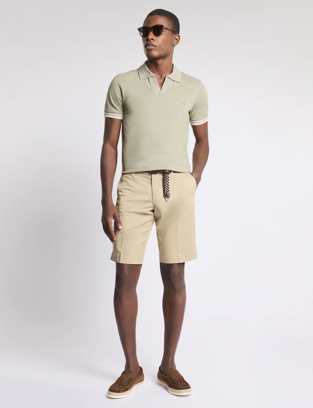 Polo Slim Fit in Piquet Stretch-Verde