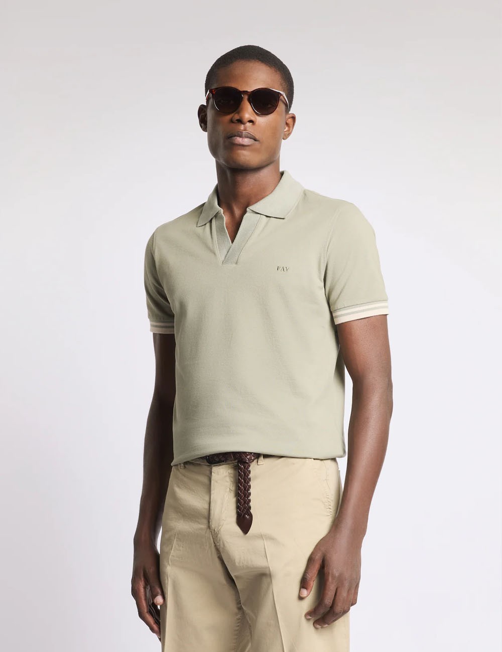 Polo Slim Fit in Piquet Stretch-Verde