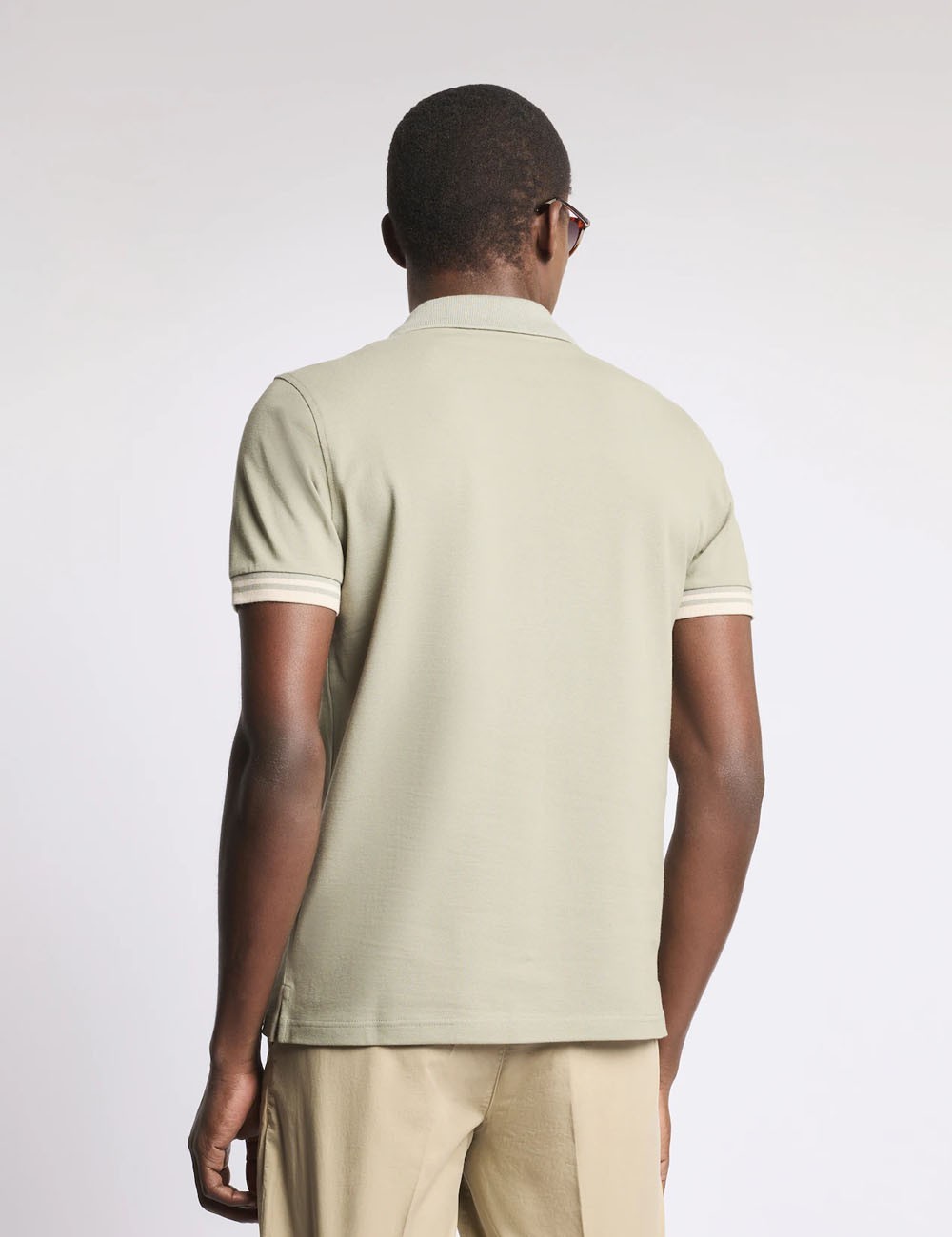 Polo Slim Fit in Piquet Stretch-Verde