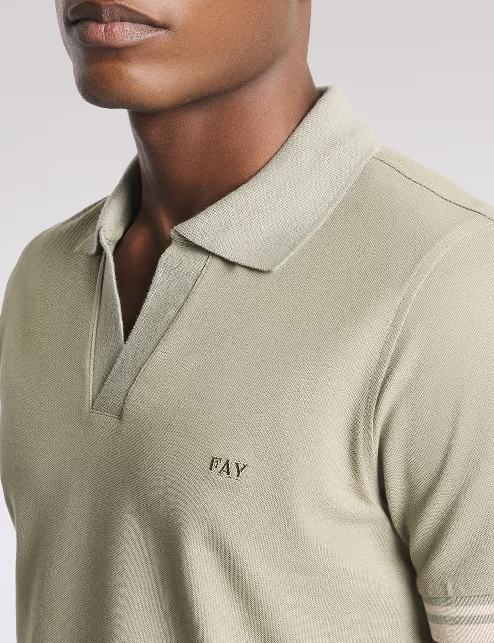 Polo Slim Fit in Piquet Stretch-Verde