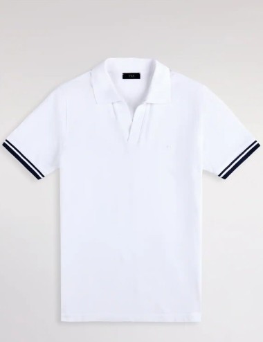 Polo Slim Fit in Piquet Stretch-Bianco