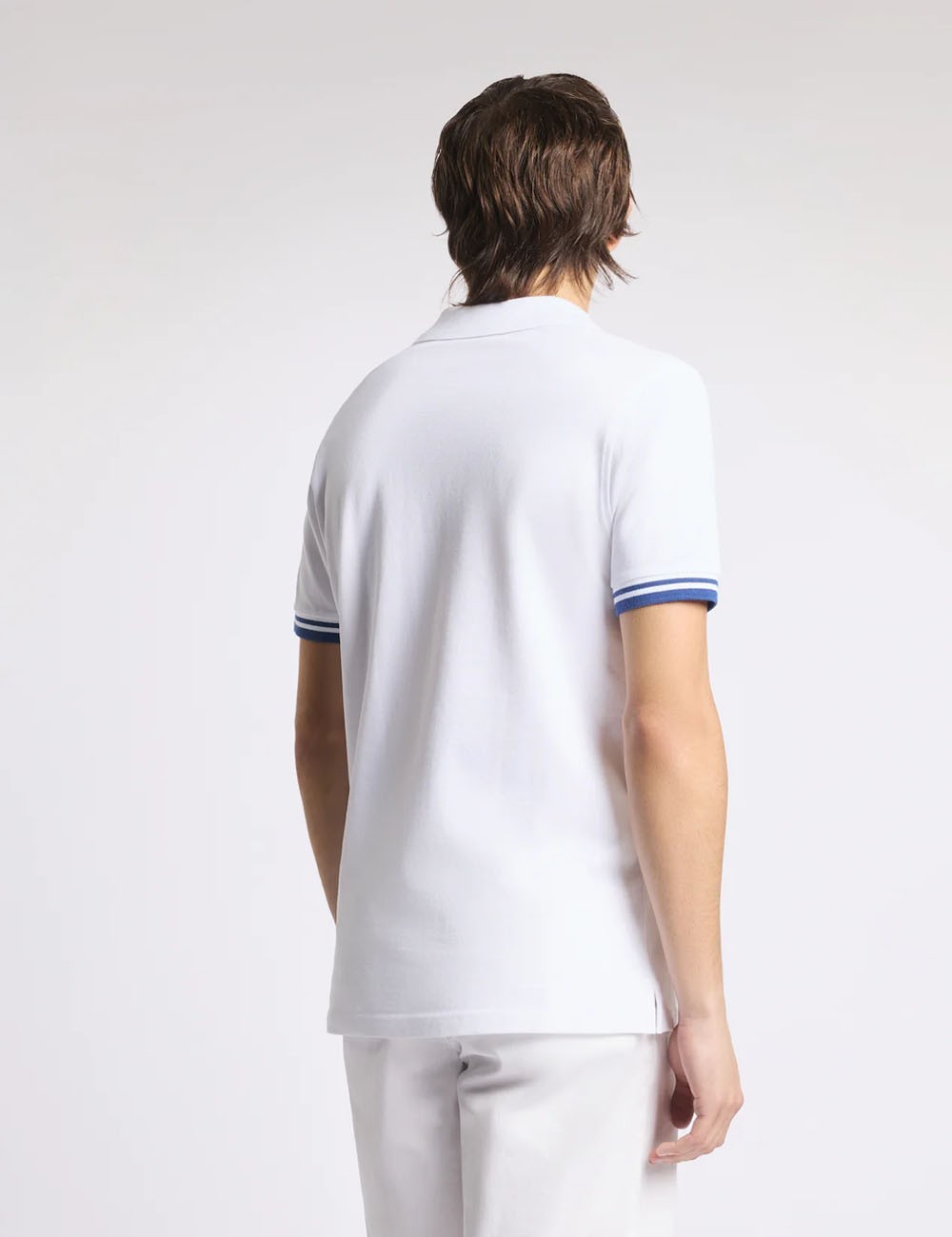 Polo Slim Fit in Piquet Stretch-Bianco