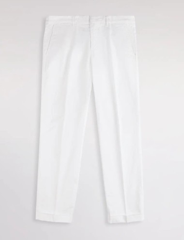 Pantaloni Slim Fit in Gabardine Stretch-Bianco