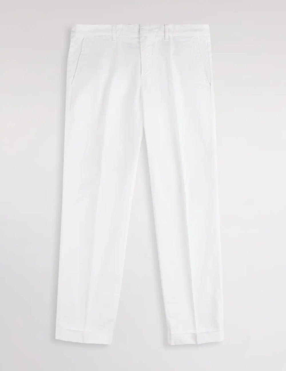 Pantaloni Slim Fit in Gabardine Stretch-Bianco