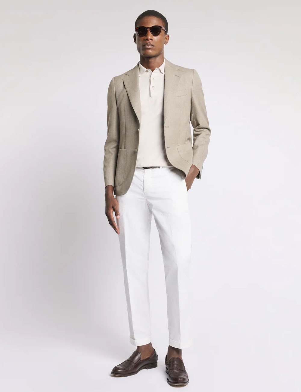 Pantaloni Slim Fit in Gabardine Stretch-Bianco