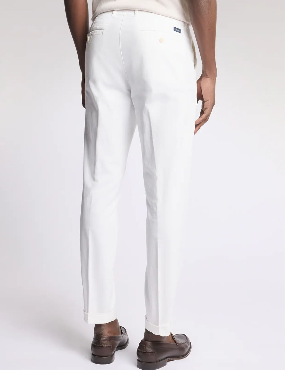 Pantaloni Slim Fit in Gabardine Stretch-Bianco