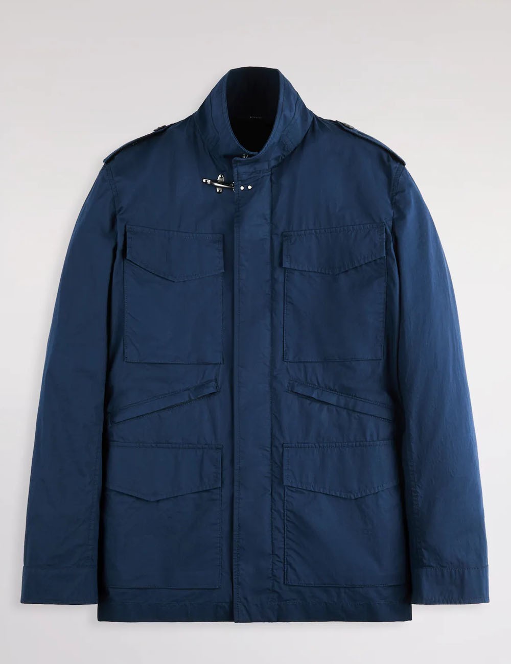 Field Jacket in Popeline di Cotone-Blu