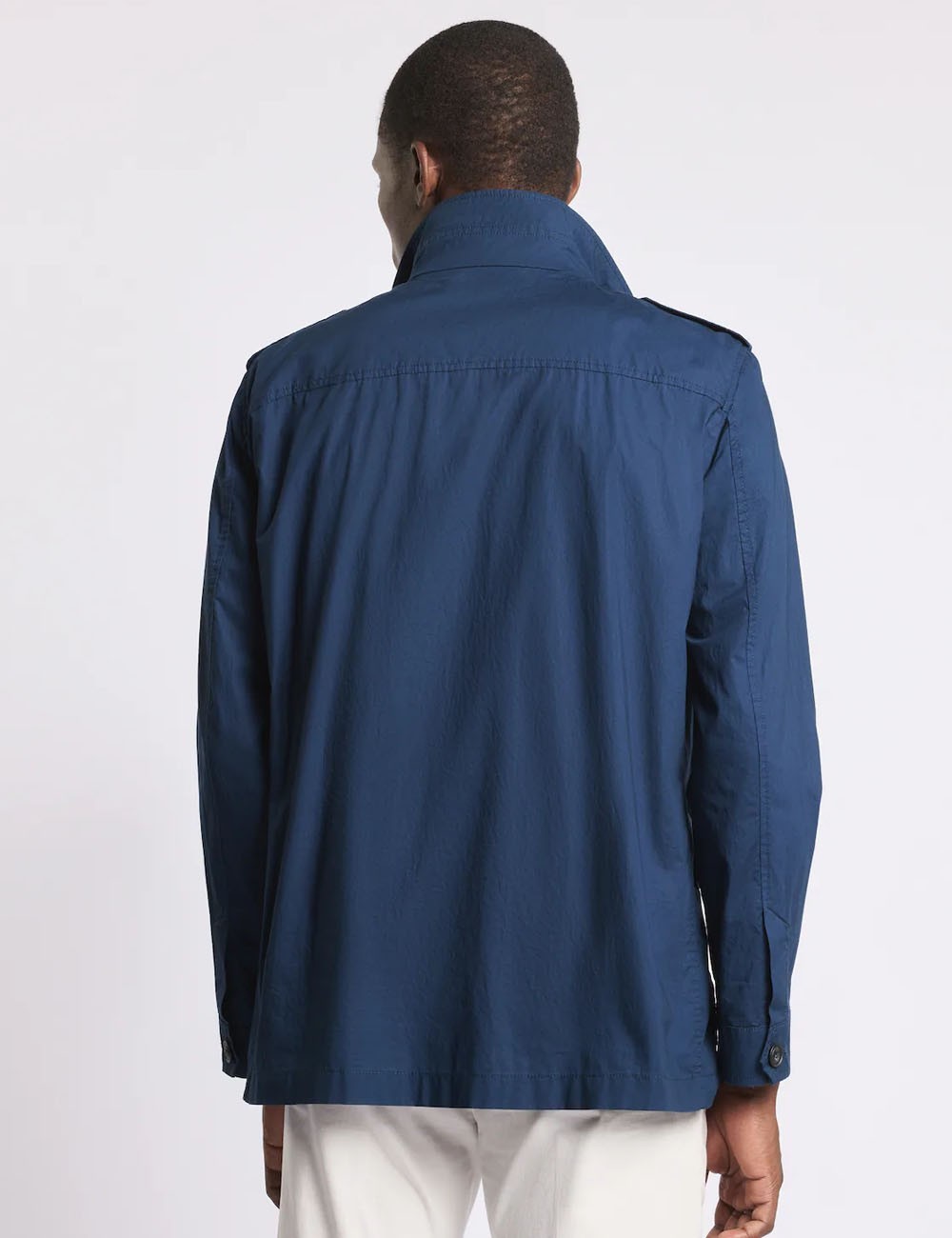 Field Jacket in Popeline di Cotone-Blu