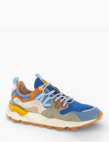 Sneakers Yamano 3 uni in suede e tessuto tecnico blu beige
