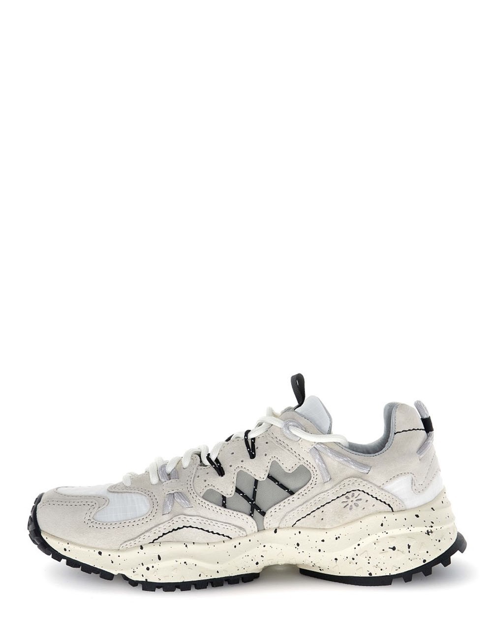 Sneakers Yamabushi Uni in suede e tessuto tecnico ripstop cream-off white-black