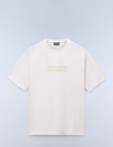 T-Shirt a Maniche Corte Box Logo Bianco Whisper
