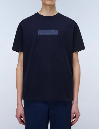 T-Shirt a Maniche Corte Box Logo Blu Scuro