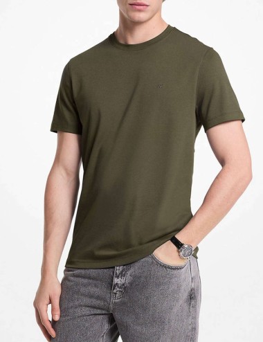 T-shirt a girocollo in cotone Khaki