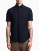 Short-sleeved shirt in technical seersucker Icon Navy Blue