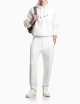 Felpa con cappuccio in double jersey ricamo micro aquila bianca