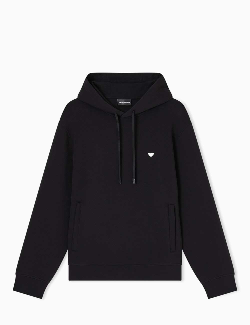 Double-jersey hooded sweatshirt with embroidered micro eagle logo black