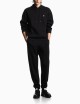 Felpa con cappuccio in double jersey ricamo micro aquila nera