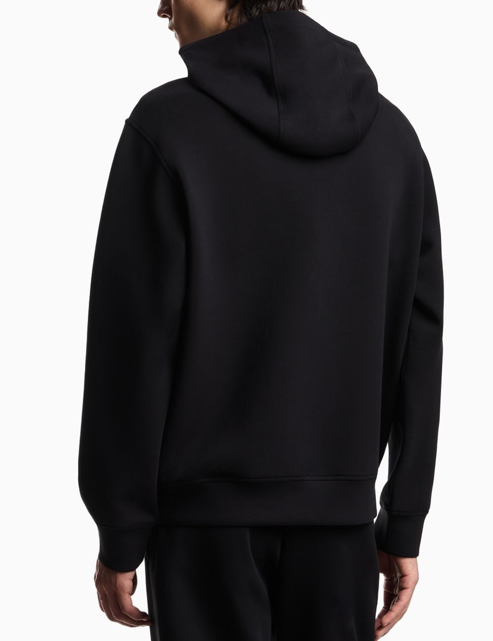 Double-jersey hooded sweatshirt with embroidered micro eagle logo black