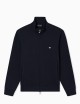 Felpa full zip in double jersey ricamo micro aquila blu navy