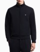 Full-zip sweatshirt in double jersey with micro eagle embroidery navy blue