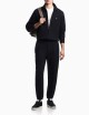 Felpa full zip in double jersey ricamo micro aquila blu navy