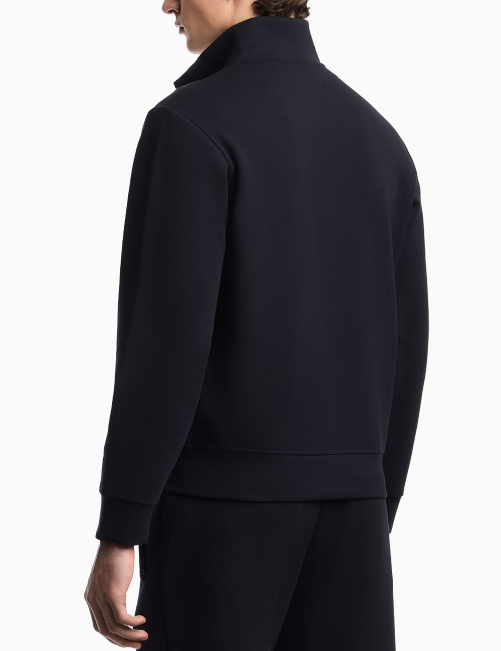 Full-zip sweatshirt in double jersey with micro eagle embroidery navy blue