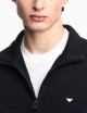 Felpa full zip in double jersey ricamo micro aquila blu navy