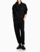 Felpa full zip in double jersey ricamo micro aquila nera