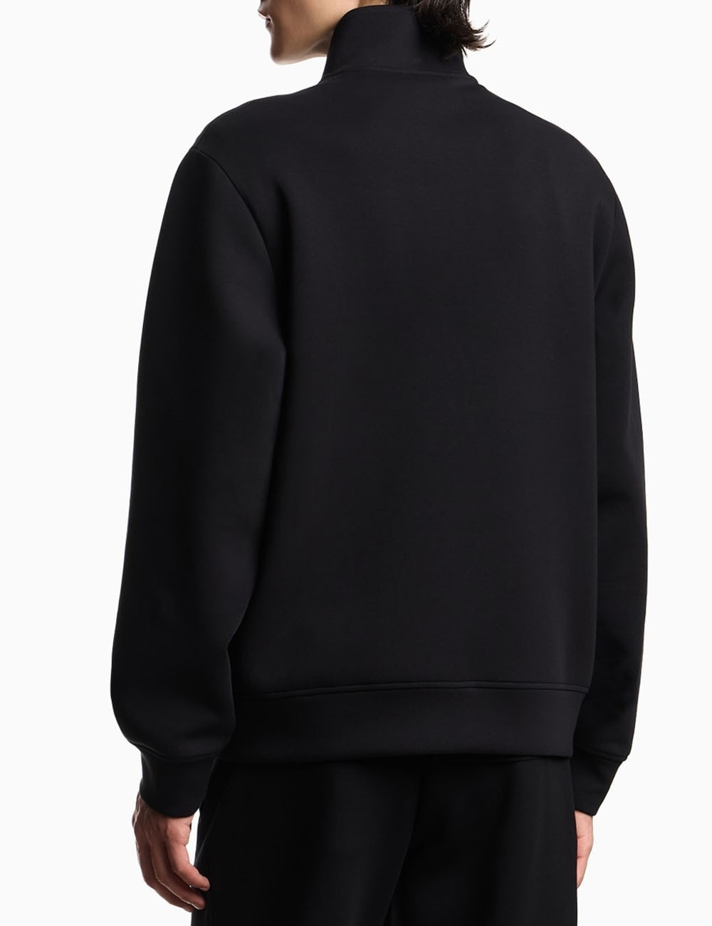 Full-zip sweatshirt in double jersey with micro eagle embroidery black