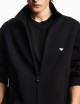 Felpa full zip in double jersey ricamo micro aquila nera