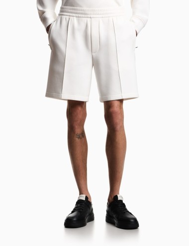 Double jersey Bermuda shorts with ribs white