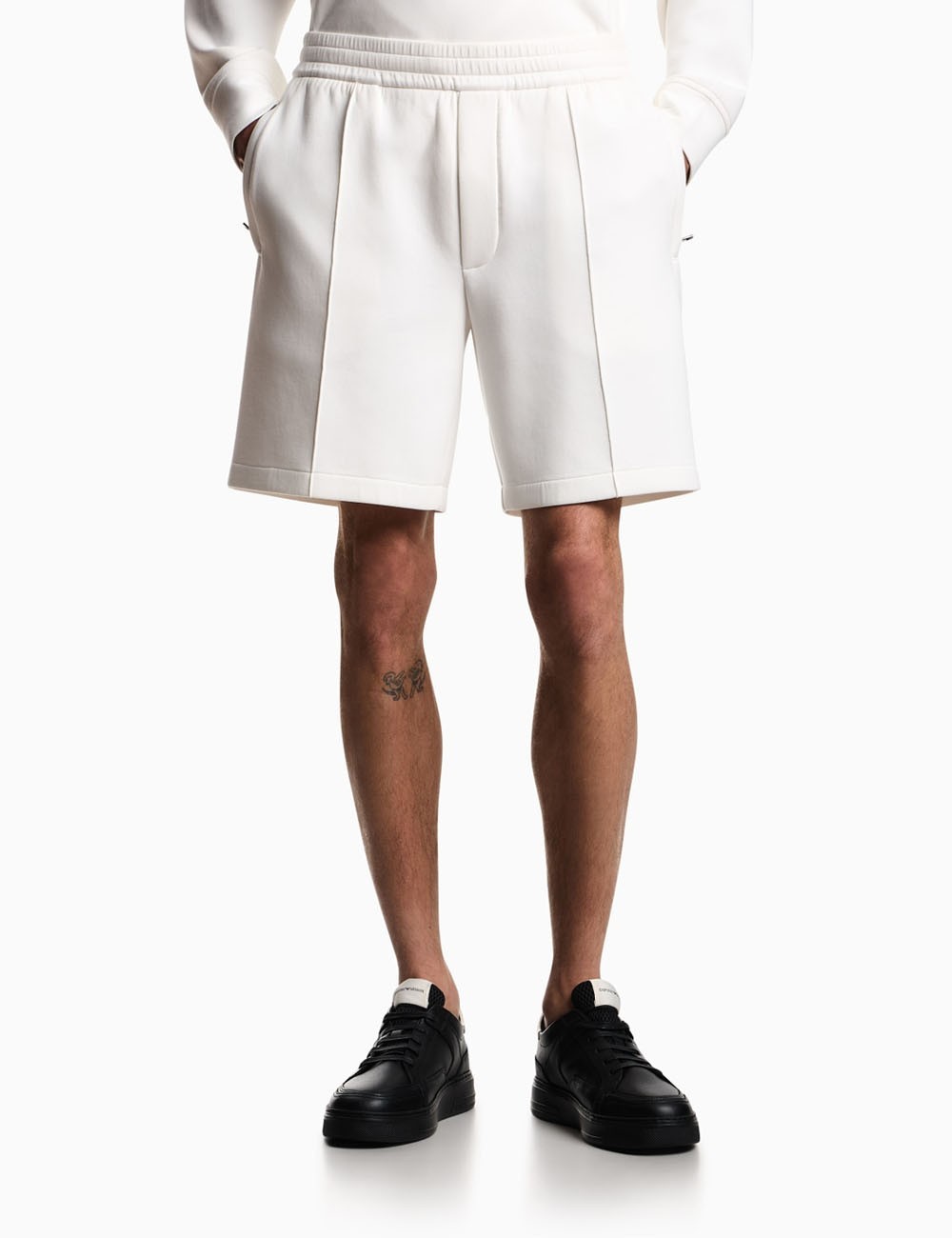 Double jersey Bermuda shorts with ribs white