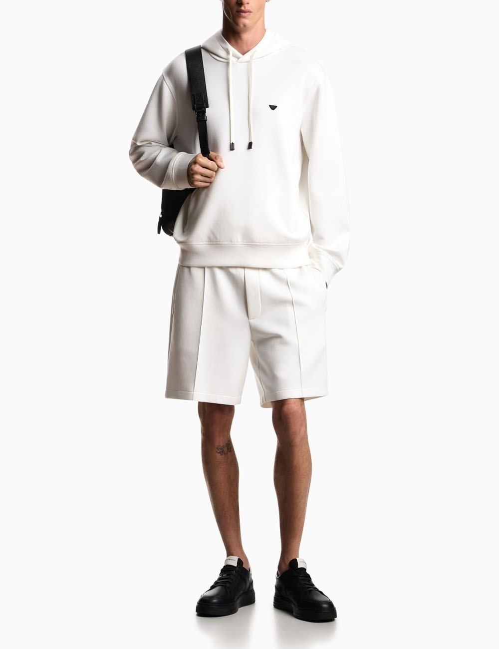 Bermuda in double jersey con nervature bianco