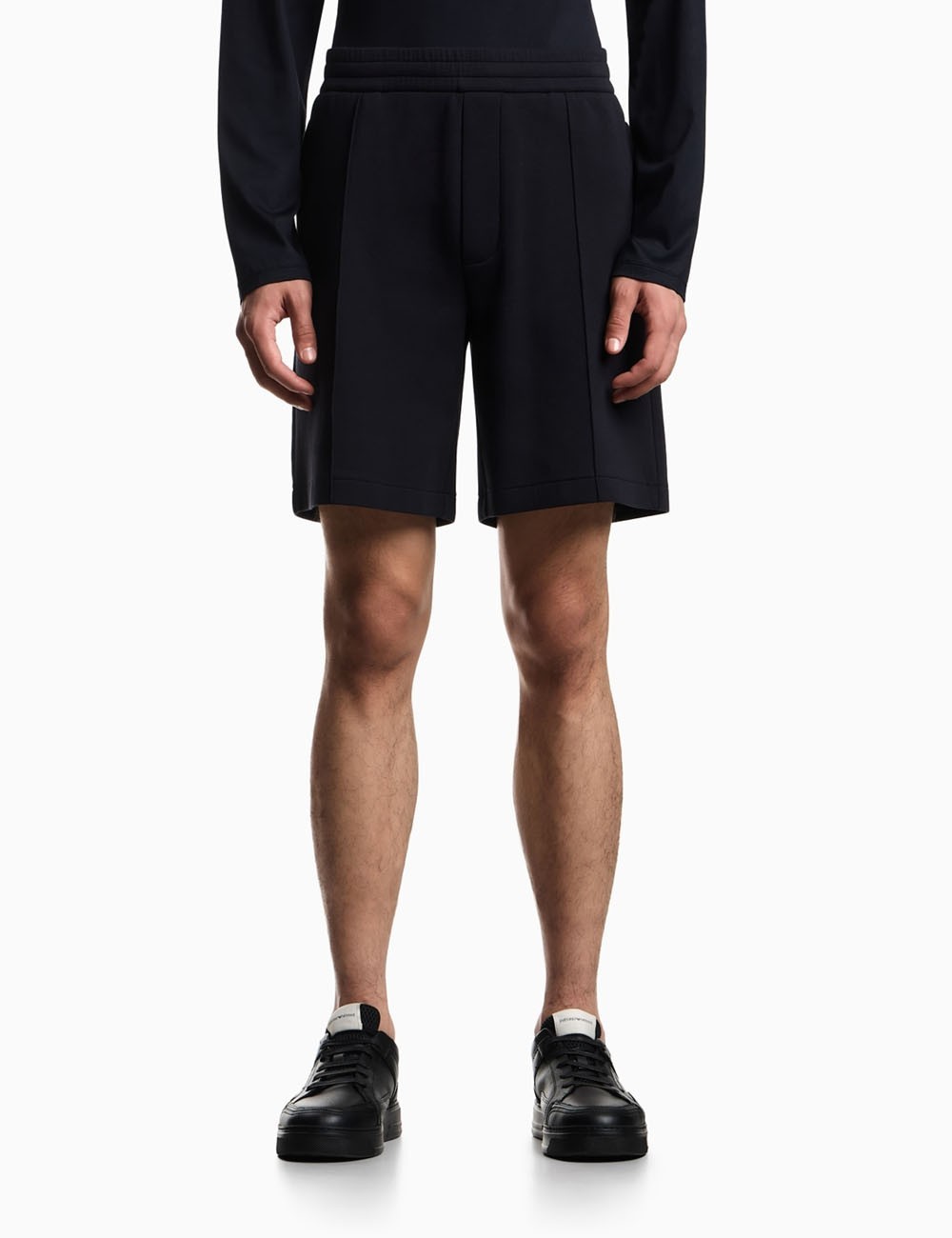 Bermuda in double jersey con nervature Blu navy