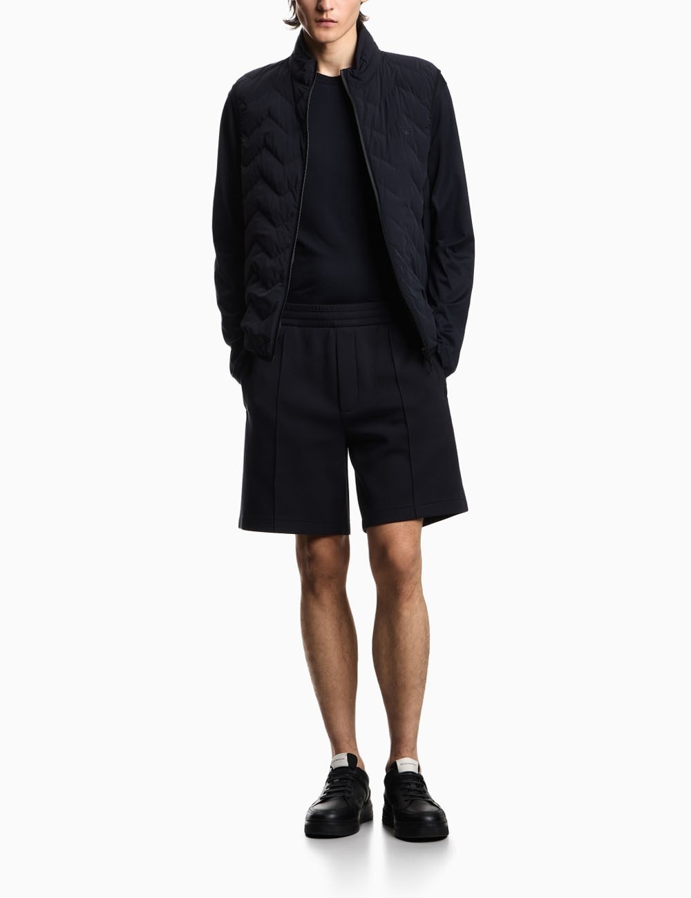 Double jersey Bermuda shorts with ribs Navy blu