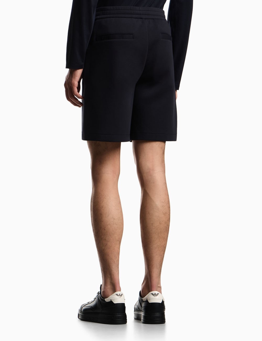 Double jersey Bermuda shorts with ribs Navy blu