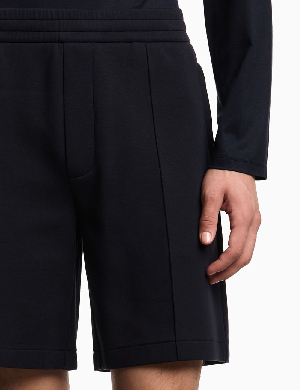 Double jersey Bermuda shorts with ribs Navy blu