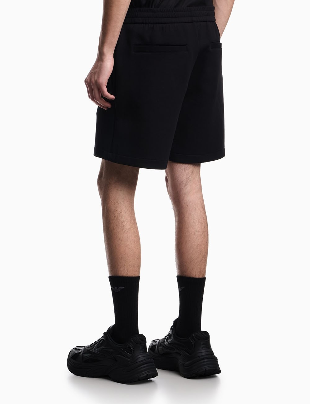 Double jersey Bermuda shorts with ribs black