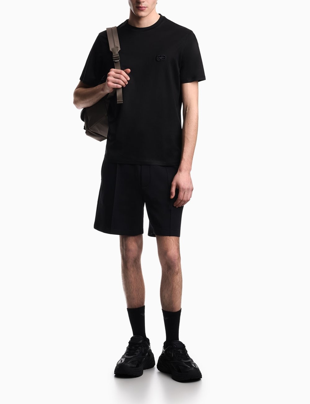 Double jersey Bermuda shorts with ribs black