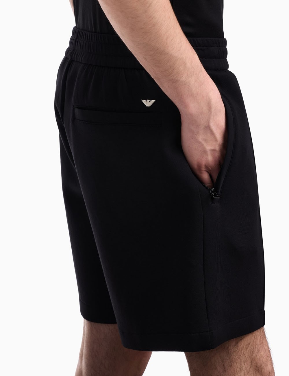 Double jersey Bermuda shorts with ribs black