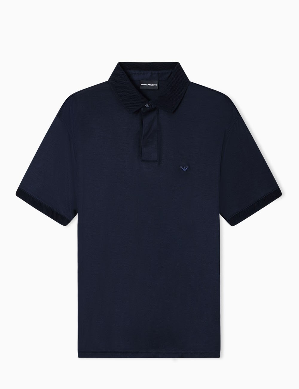 Rounded micro eagle polo shirt in a Lyocell blend jersey navy blue